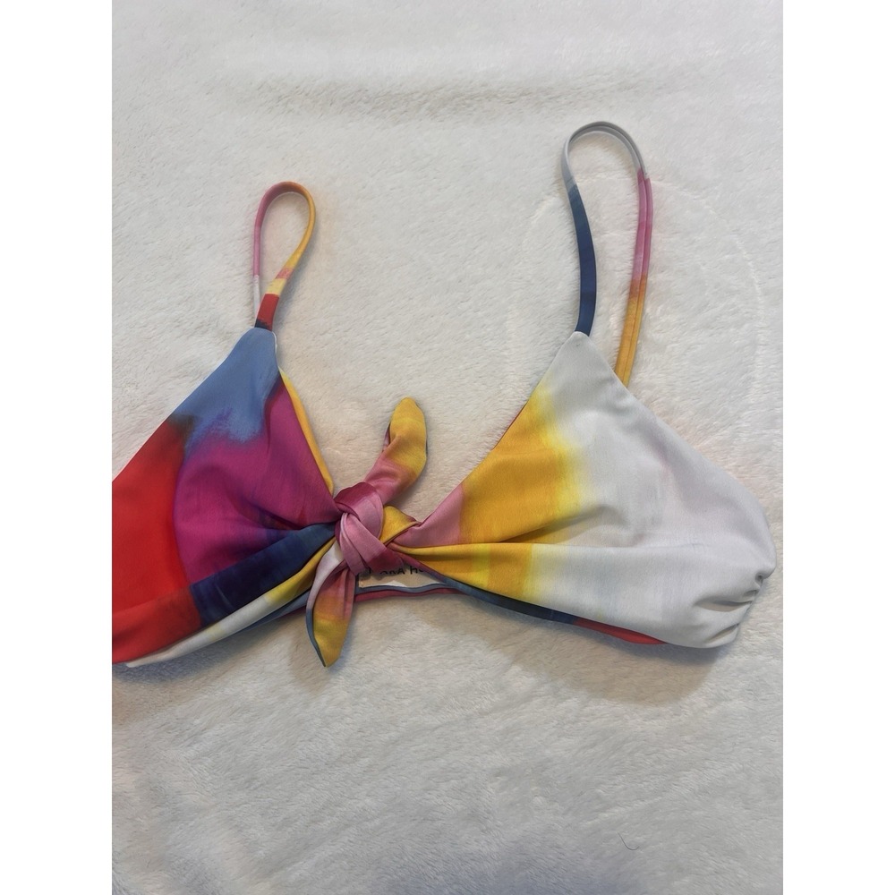 Mara Hoffman Carla Bikini Top Front Tie, Multicolor  Print, Size XS